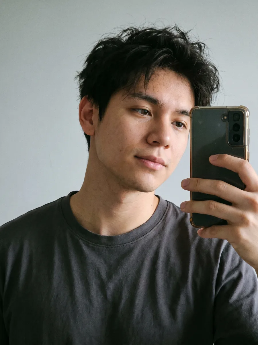 Casual source selfie before generating a startup founder headshot