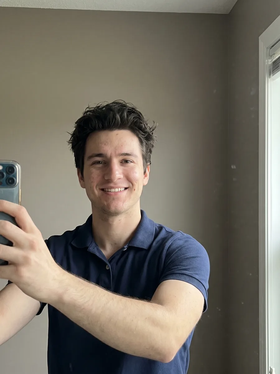 Casual source selfie before generating a sales professional headshot