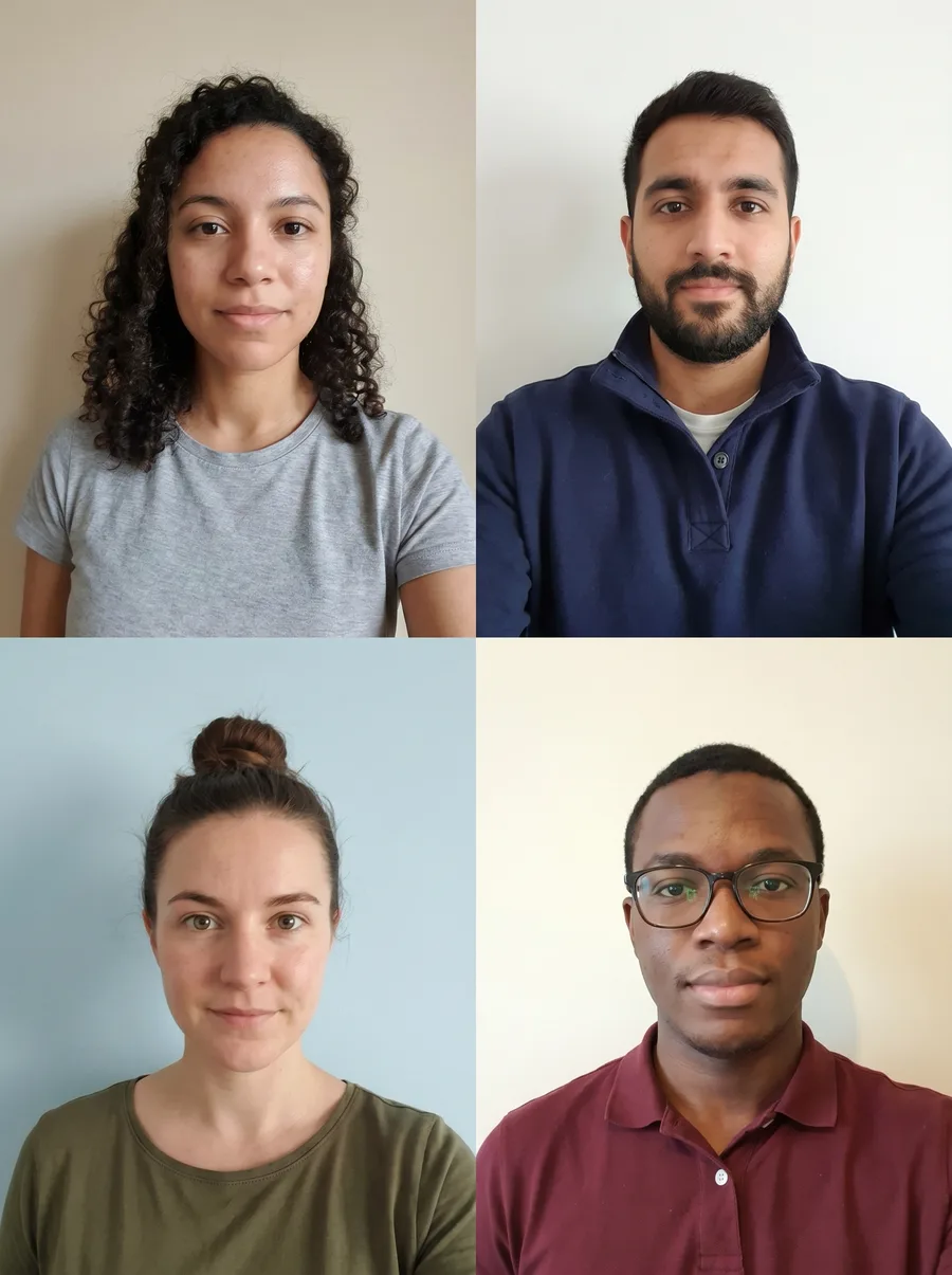 Casual source selfie before generating a consistent team headshot set