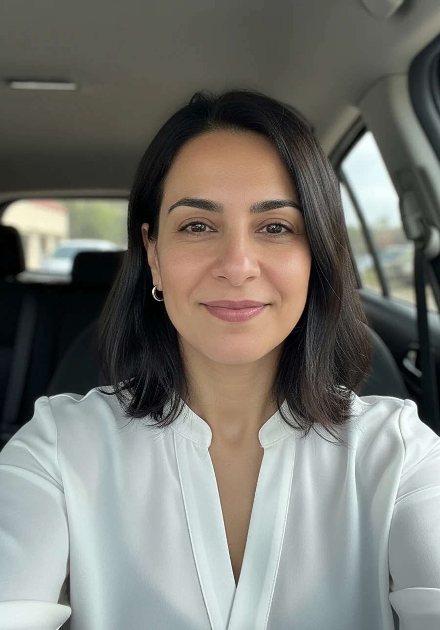 Casual source selfie before generating a professional real estate agent headshot